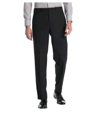 JB Britches Men's 36x30 Black Wool Blend Flat Front Dress Pants e1707